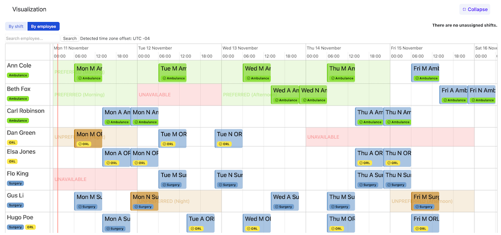 basic demo employee visualization