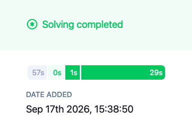 Dataset page showing the Solving completed status