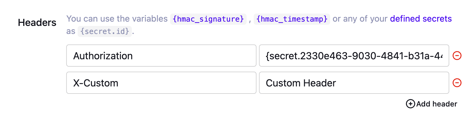 Using a secret in a webhook
