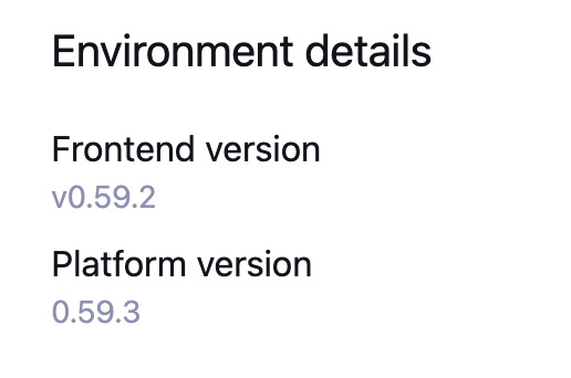 Platform’s version details